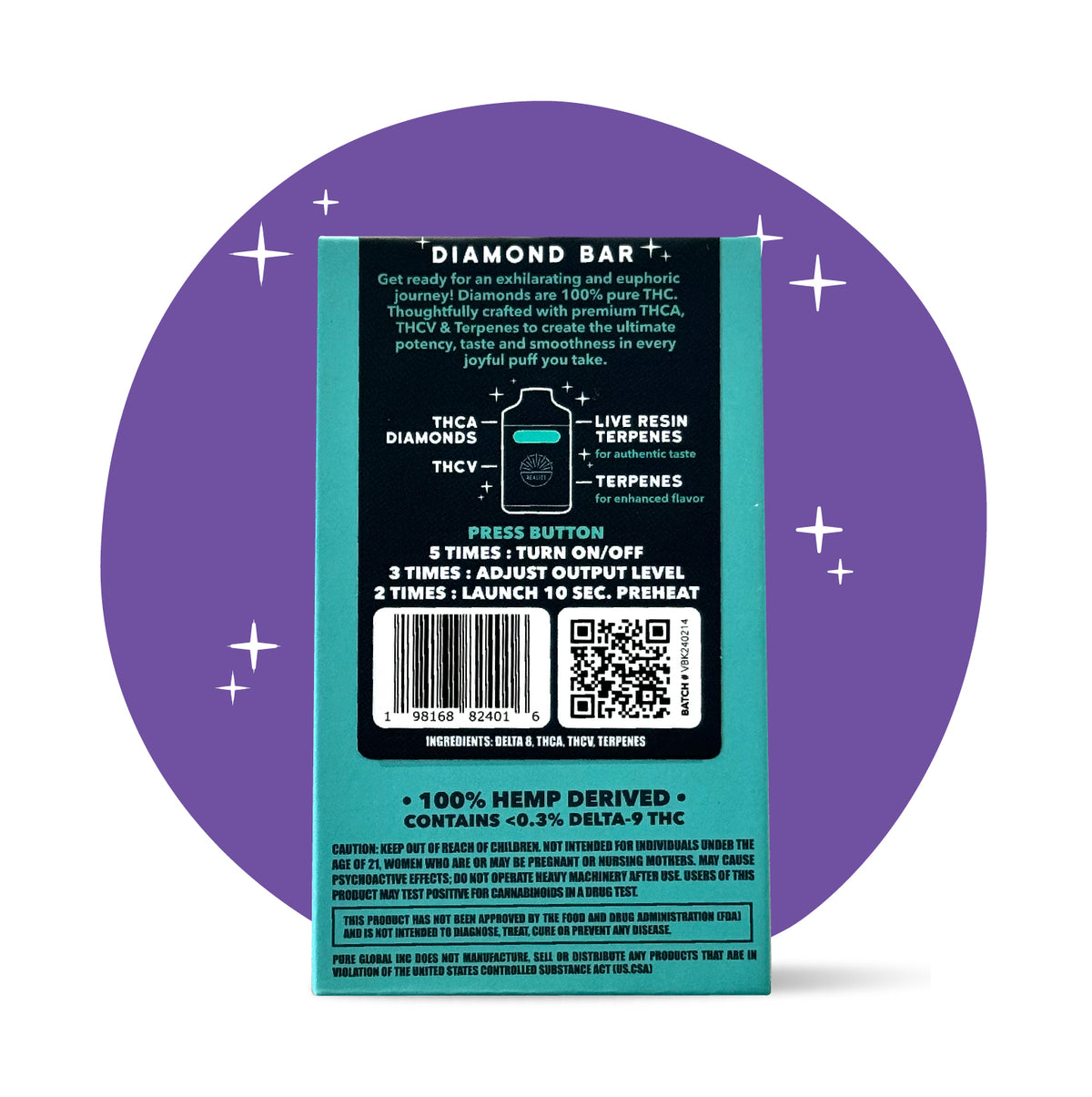 Realize Diamond Bar, Blackberry Kush - 4g Disposable Vape