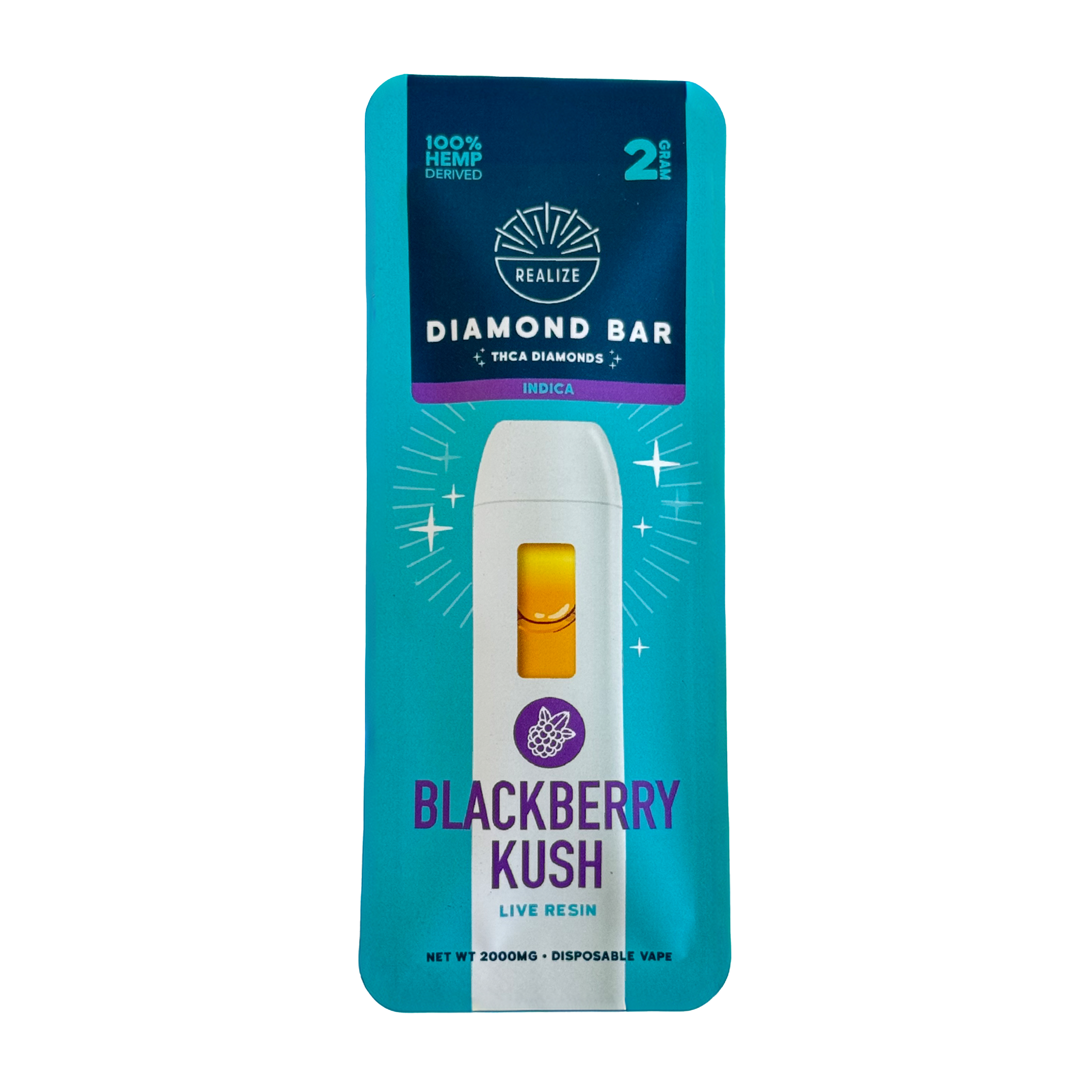 Realize THCA Diamond Bar, Blackberry Kush - 2g Disposable Vape